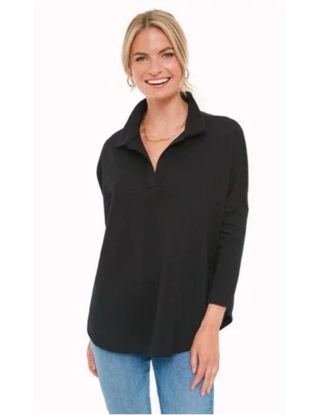 Tuckernuck Pomander Place black easy polo top